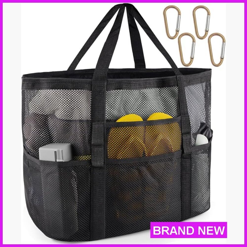 Large Mesh Tote Bag Lightweight Foldable Travel Beach Pool Essentials